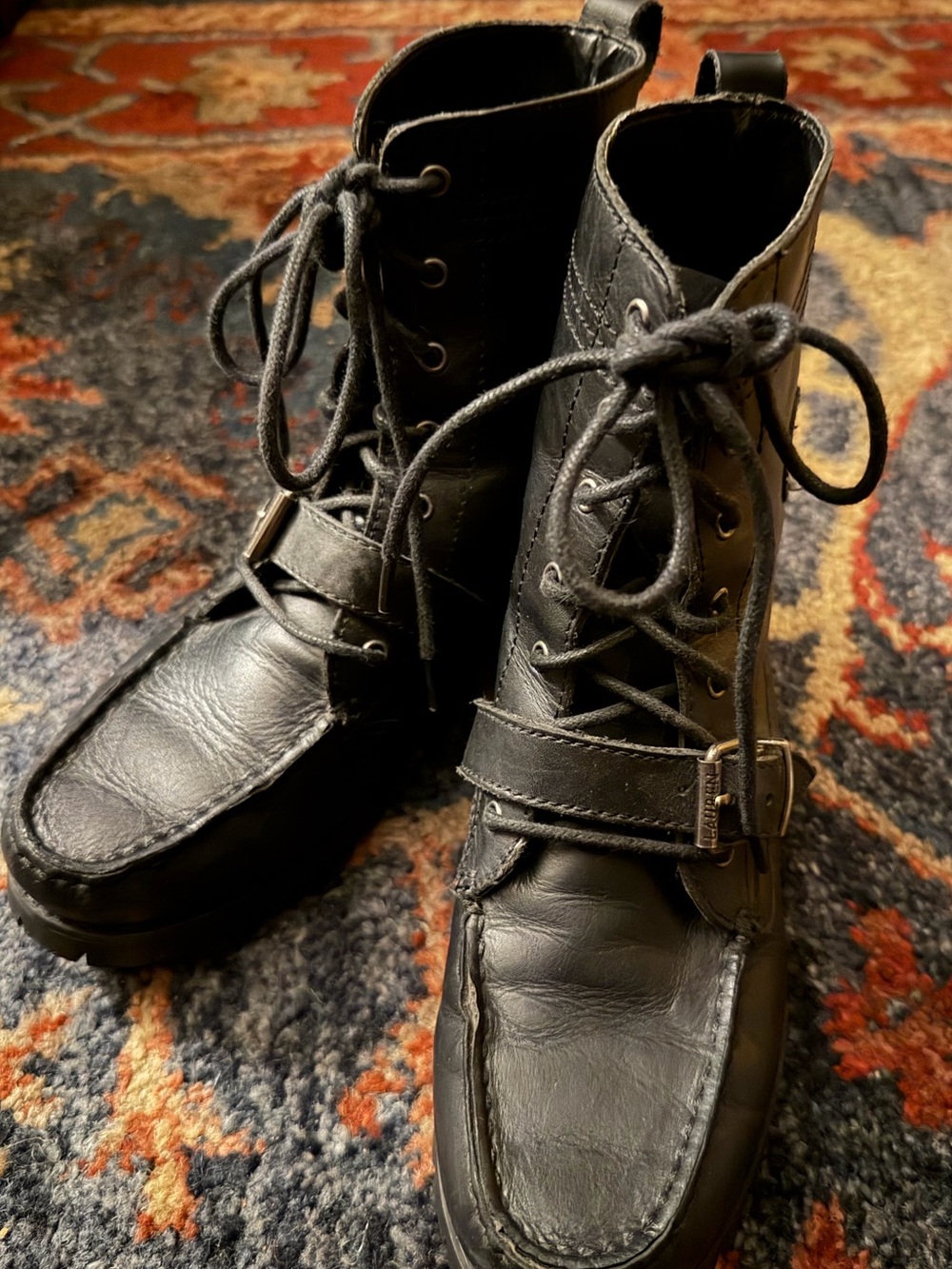 Women’s Black Lace-Up Leather Combat Boots